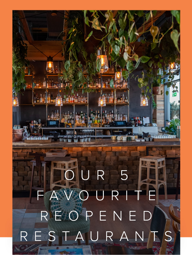 An ecclectically decorated restaurant interior.