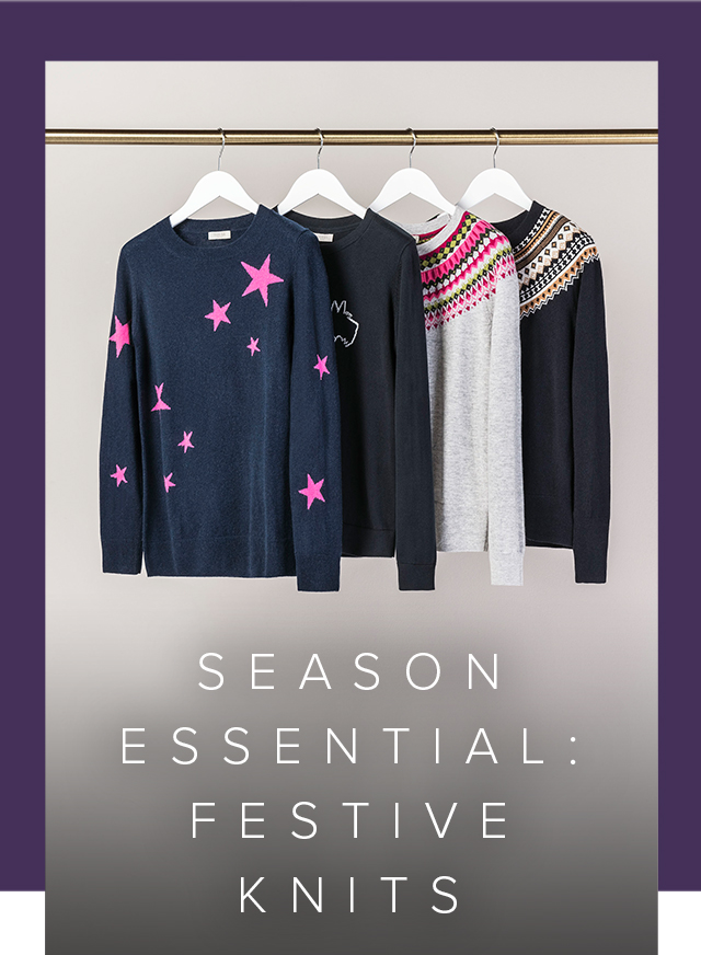 A rail of festive jumpers from Hobbs.