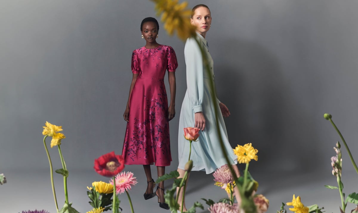 Image of two models wearing occasion dresses.